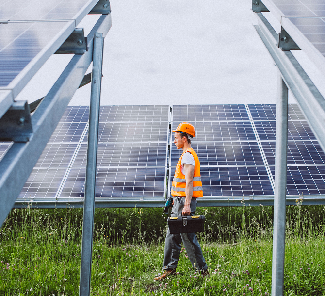 Blue Photovoltaic Solar Panels
